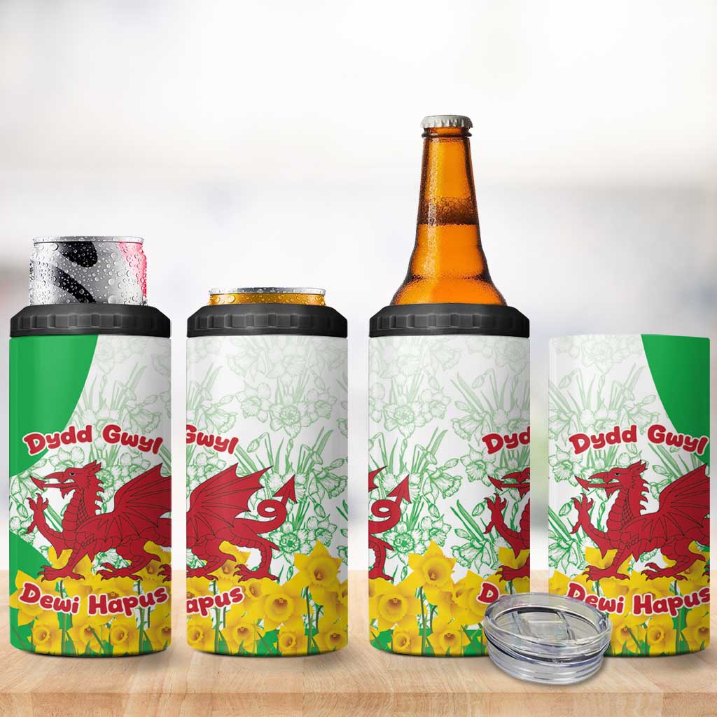 Saint David’s Day Welsh Dragon 4 in 1 Can Cooler Tumbler Dydd Gwyl Dewi Hapus - Wonder Print Shop