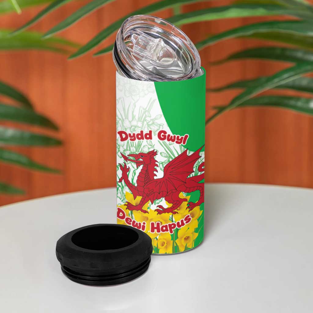 Saint David’s Day Welsh Dragon 4 in 1 Can Cooler Tumbler Dydd Gwyl Dewi Hapus - Wonder Print Shop