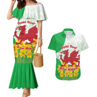 Saint David’s Day Welsh Dragon Couples Matching Mermaid Dress and Hawaiian Shirt Dydd Gwyl Dewi Hapus - Wonder Print Shop