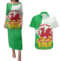 Saint David’s Day Welsh Dragon Couples Matching Puletasi and Hawaiian Shirt Dydd Gwyl Dewi Hapus - Wonder Print Shop