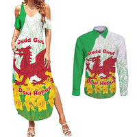 Saint David’s Day Welsh Dragon Couples Matching Summer Maxi Dress and Long Sleeve Button Shirt Dydd Gwyl Dewi Hapus - Wonder Print Shop