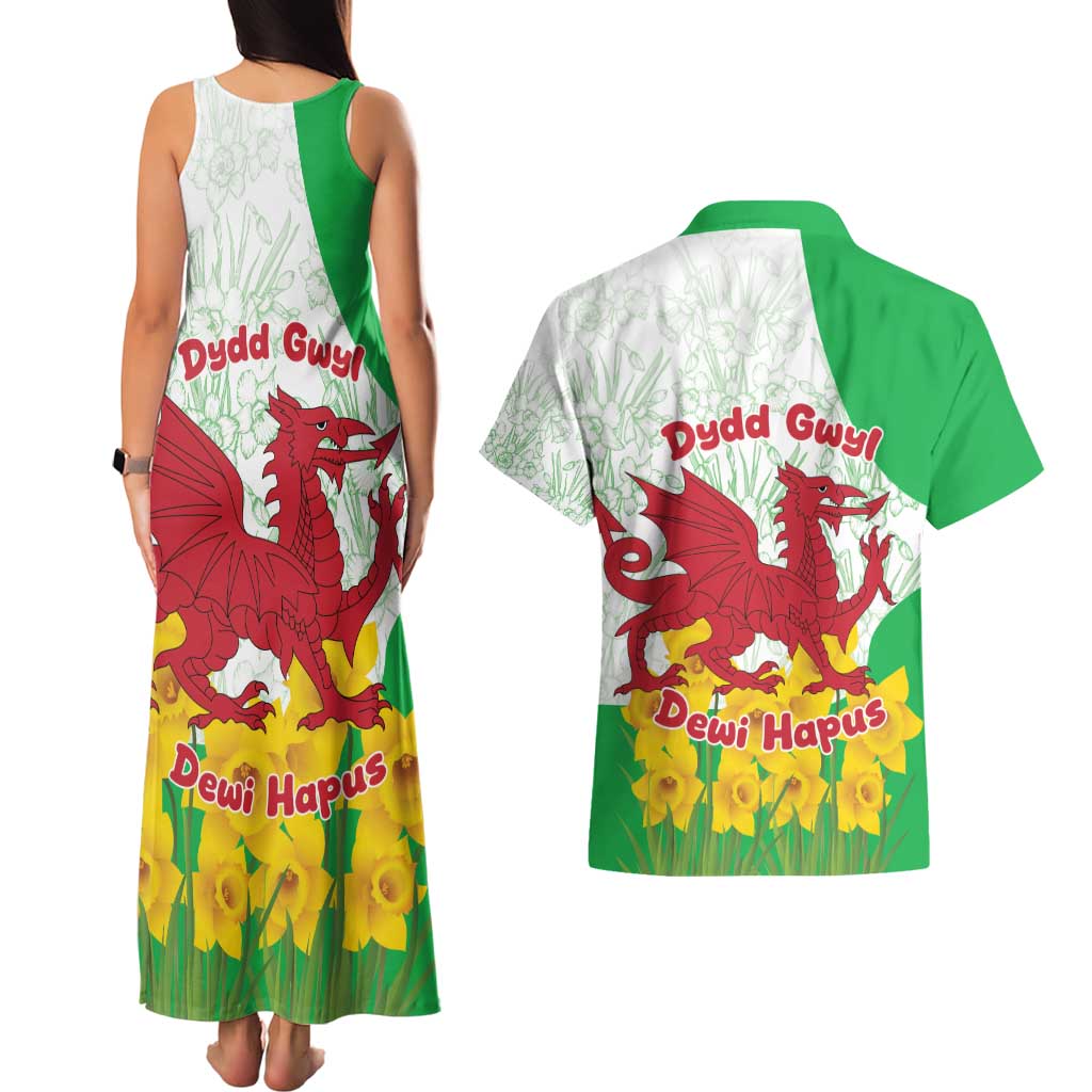 Saint David’s Day Welsh Dragon Couples Matching Tank Maxi Dress and Hawaiian Shirt Dydd Gwyl Dewi Hapus - Wonder Print Shop