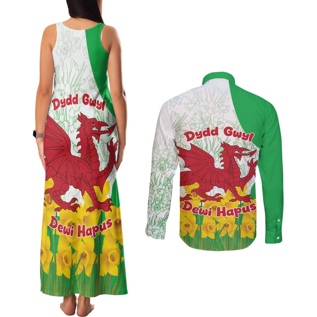Saint David’s Day Welsh Dragon Couples Matching Tank Maxi Dress and Long Sleeve Button Shirt Dydd Gwyl Dewi Hapus - Wonder Print Shop