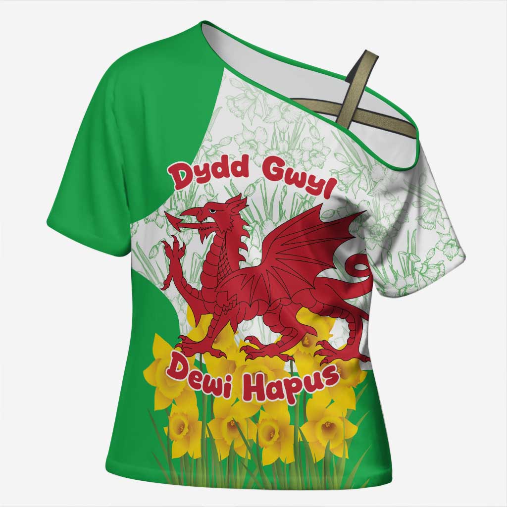 Saint David’s Day Welsh Dragon Cross Shoulder Shirt Dydd Gwyl Dewi Hapus - Wonder Print Shop