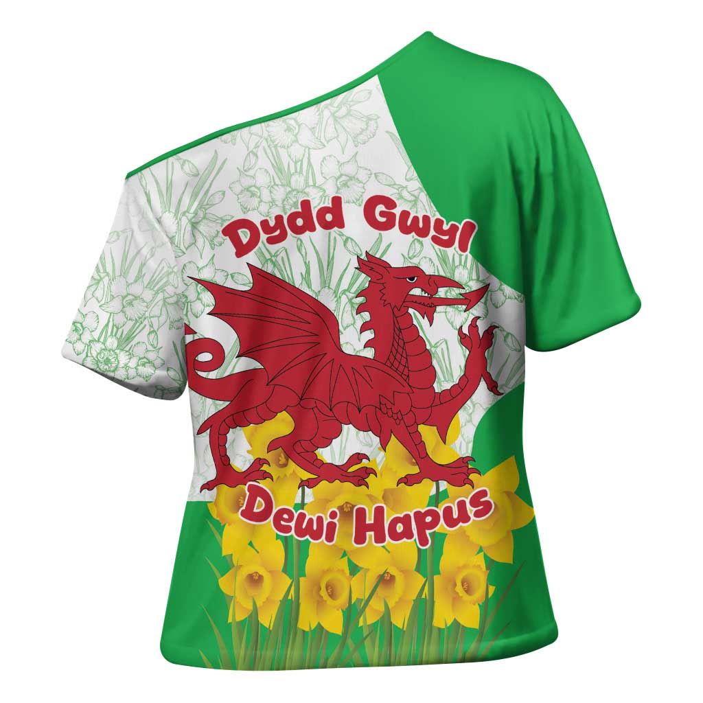 Saint David’s Day Welsh Dragon Cross Shoulder Shirt Dydd Gwyl Dewi Hapus - Wonder Print Shop