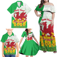 Saint David’s Day Welsh Dragon Family Matching Off Shoulder Maxi Dress and Hawaiian Shirt Dydd Gwyl Dewi Hapus - Wonder Print Shop
