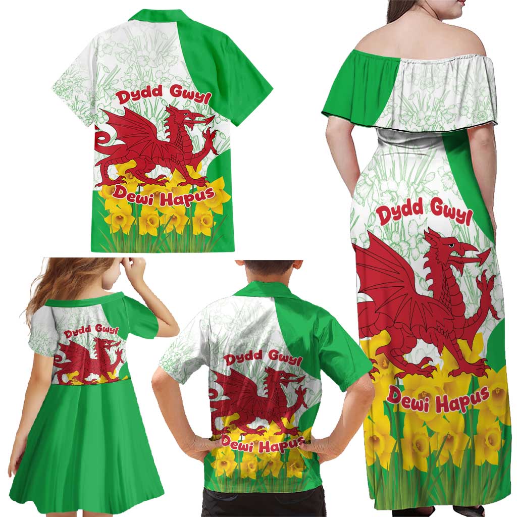 Saint David’s Day Welsh Dragon Family Matching Off Shoulder Maxi Dress and Hawaiian Shirt Dydd Gwyl Dewi Hapus - Wonder Print Shop