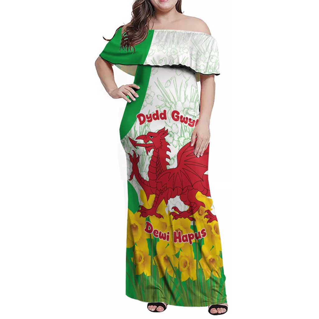 Saint David’s Day Welsh Dragon Family Matching Off Shoulder Maxi Dress and Hawaiian Shirt Dydd Gwyl Dewi Hapus - Wonder Print Shop