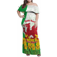 Saint David’s Day Welsh Dragon Family Matching Off Shoulder Maxi Dress and Hawaiian Shirt Dydd Gwyl Dewi Hapus - Wonder Print Shop