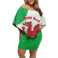 Saint David’s Day Welsh Dragon Family Matching Off Shoulder Short Dress and Hawaiian Shirt Dydd Gwyl Dewi Hapus - Wonder Print Shop