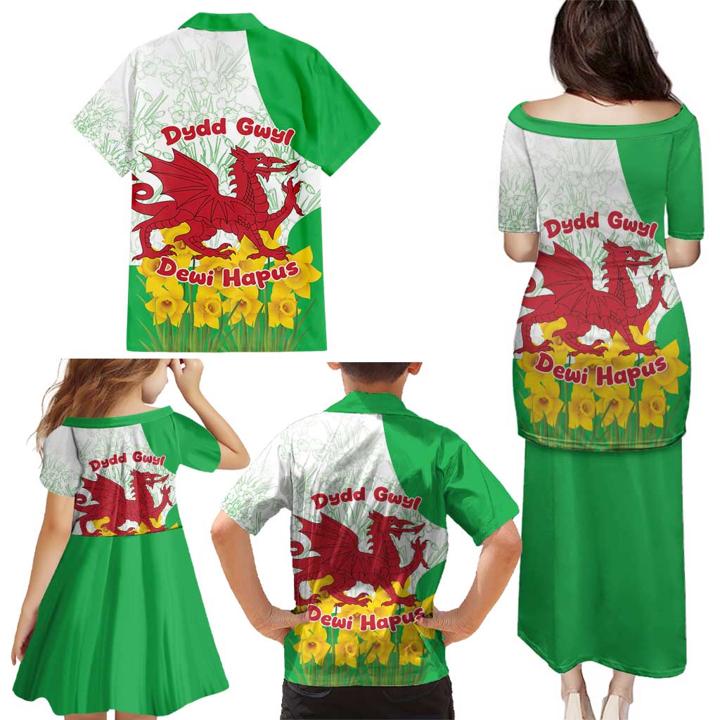 Saint David’s Day Welsh Dragon Family Matching Puletasi and Hawaiian Shirt Dydd Gwyl Dewi Hapus - Wonder Print Shop