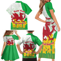 Saint David’s Day Welsh Dragon Family Matching Short Sleeve Bodycon Dress and Hawaiian Shirt Dydd Gwyl Dewi Hapus - Wonder Print Shop