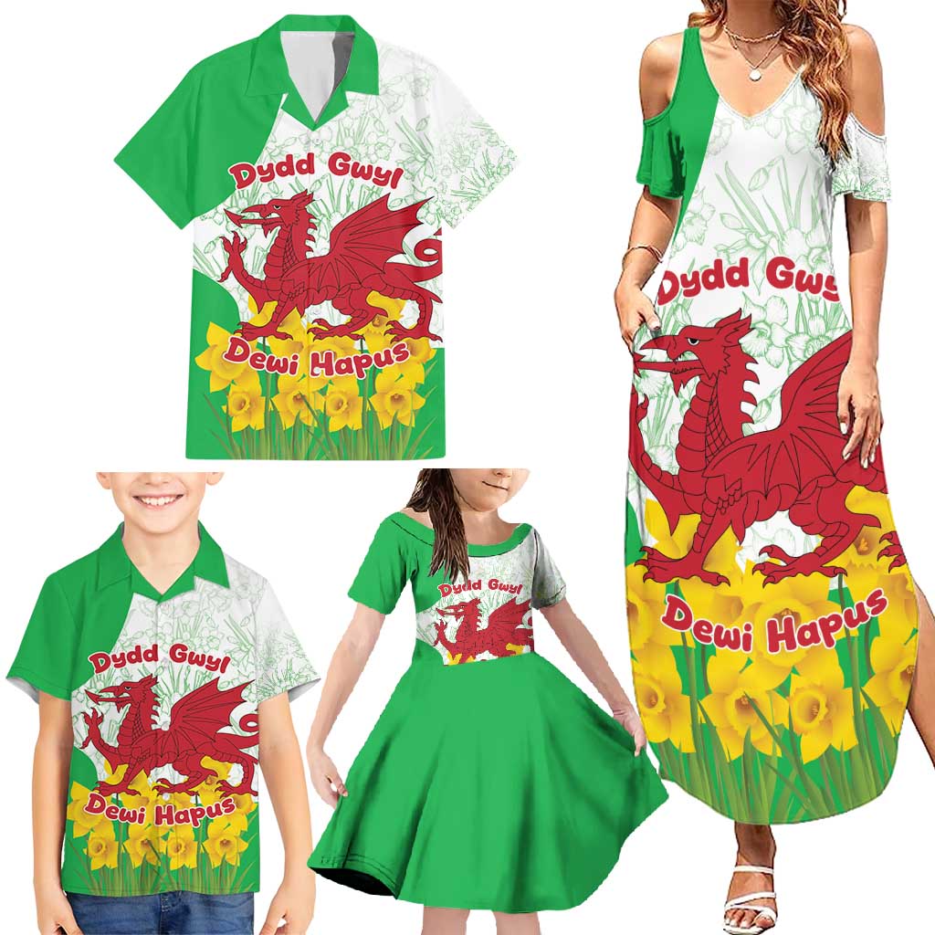 Saint David’s Day Welsh Dragon Family Matching Summer Maxi Dress and Hawaiian Shirt Dydd Gwyl Dewi Hapus - Wonder Print Shop
