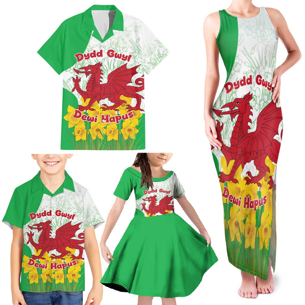 Saint David’s Day Welsh Dragon Family Matching Tank Maxi Dress and Hawaiian Shirt Dydd Gwyl Dewi Hapus - Wonder Print Shop