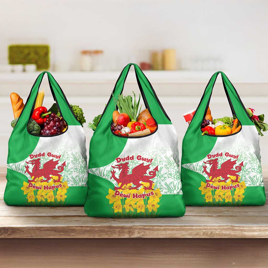 Saint David’s Day Welsh Dragon Grocery Bag Dydd Gwyl Dewi Hapus - Wonder Print Shop
