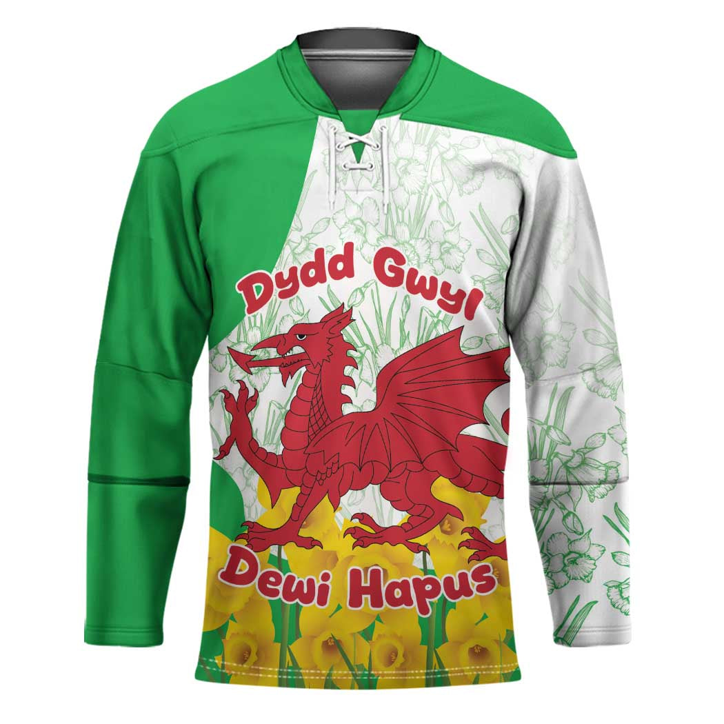 Saint David’s Day Welsh Dragon Hockey Jersey Dydd Gwyl Dewi Hapus - Wonder Print Shop