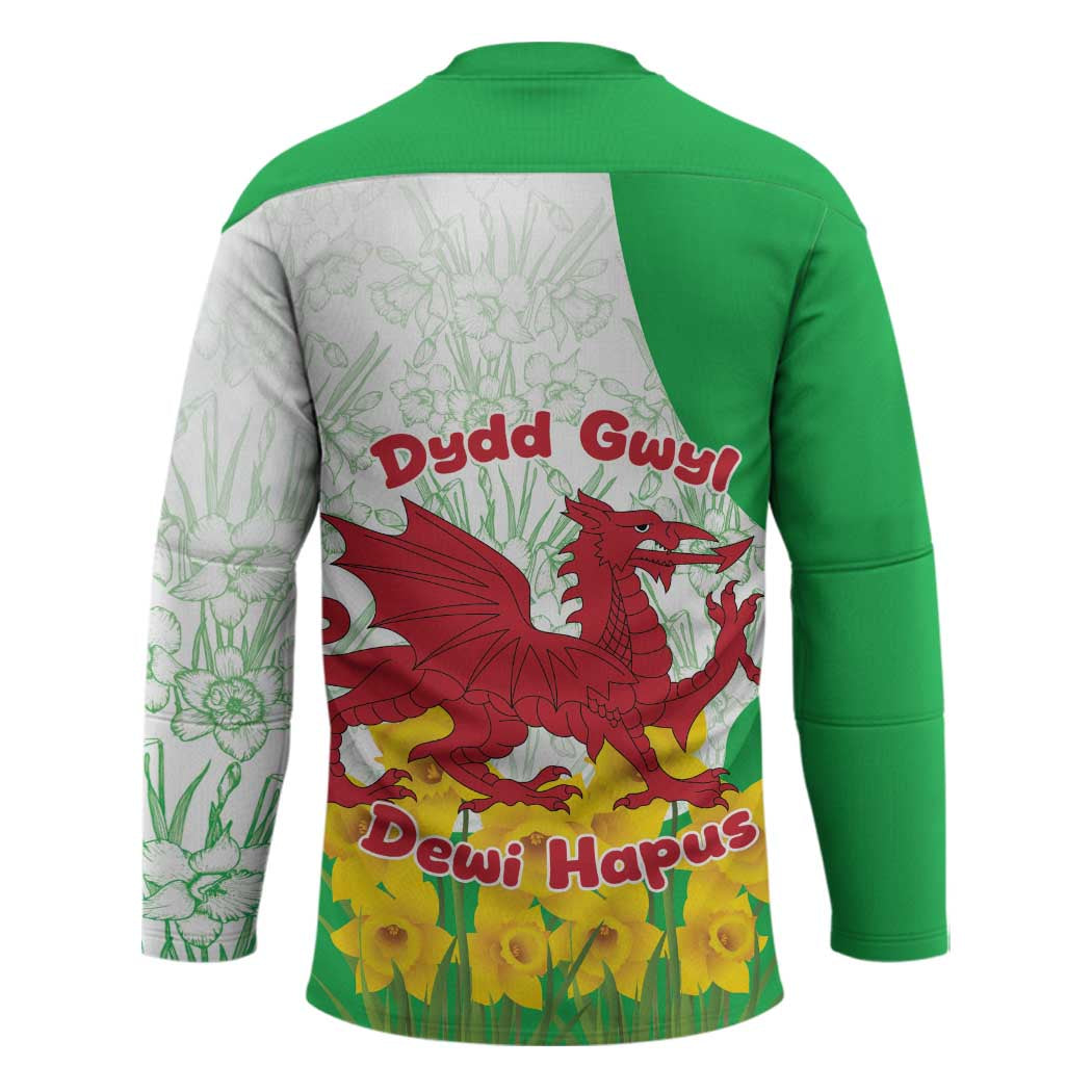 Saint David’s Day Welsh Dragon Hockey Jersey Dydd Gwyl Dewi Hapus - Wonder Print Shop