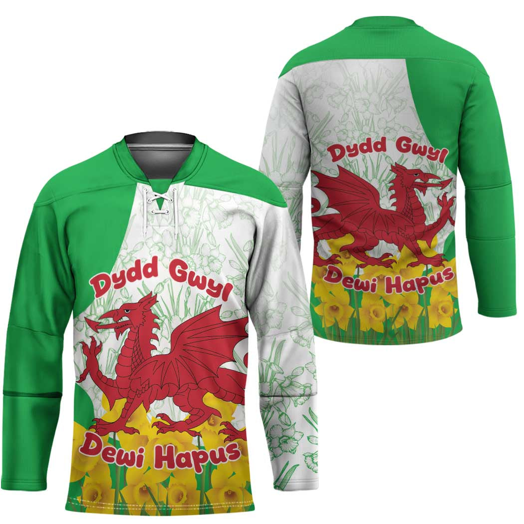 Saint David’s Day Welsh Dragon Hockey Jersey Dydd Gwyl Dewi Hapus - Wonder Print Shop
