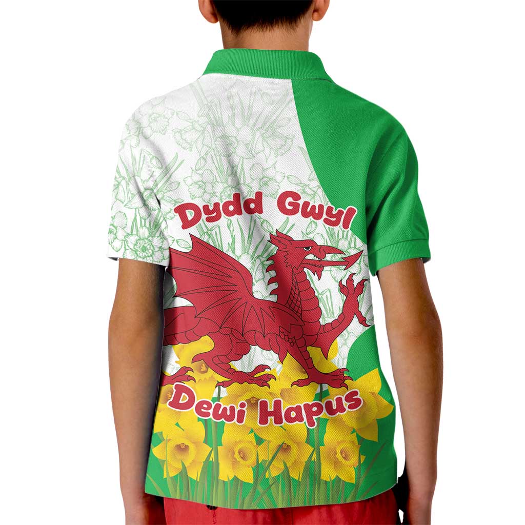 Saint David’s Day Welsh Dragon Kid Polo Shirt Dydd Gwyl Dewi Hapus - Wonder Print Shop