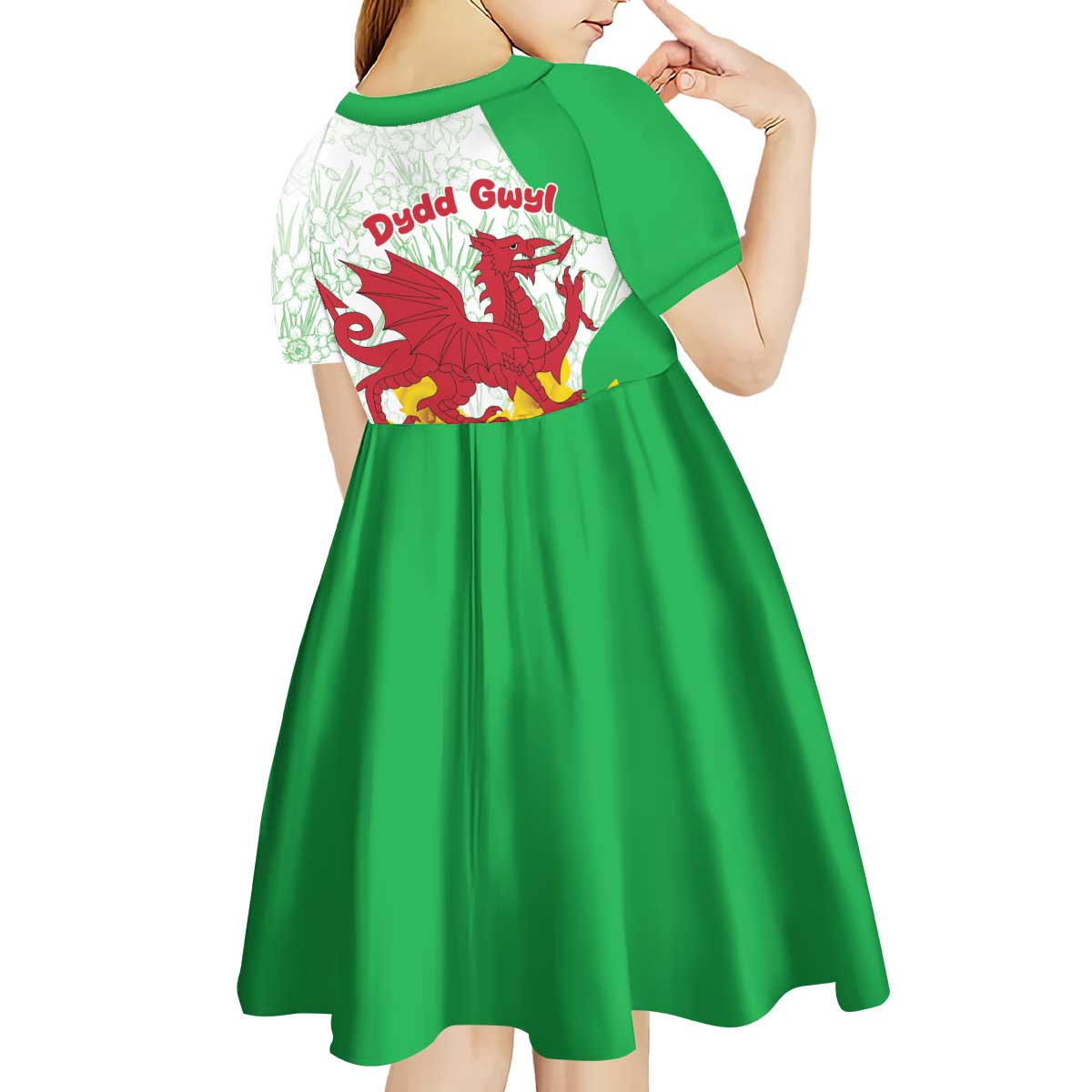 Saint David’s Day Welsh Dragon Kid Short Sleeve Dress Dydd Gwyl Dewi Hapus - Wonder Print Shop