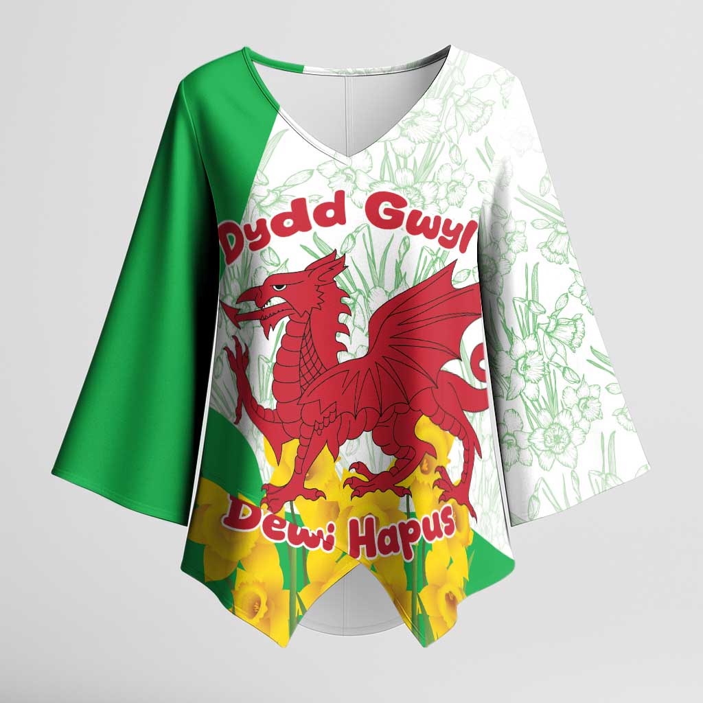 Saint David’s Day Welsh Dragon Kimono Sleeve Blouse Dydd Gwyl Dewi Hapus - Wonder Print Shop