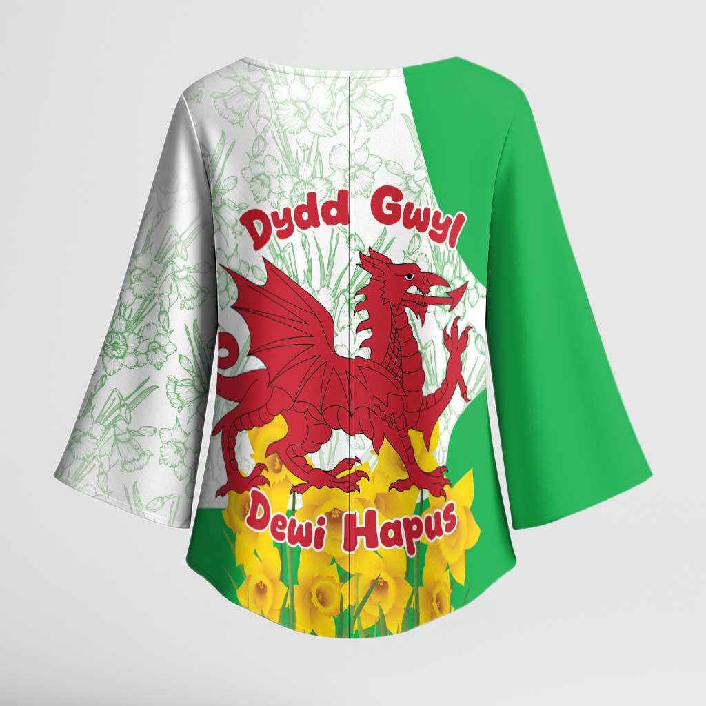 Saint David’s Day Welsh Dragon Kimono Sleeve Blouse Dydd Gwyl Dewi Hapus - Wonder Print Shop