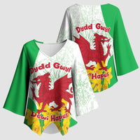 Saint David’s Day Welsh Dragon Kimono Sleeve Blouse Dydd Gwyl Dewi Hapus - Wonder Print Shop