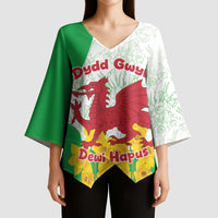 Saint David’s Day Welsh Dragon Kimono Sleeve Blouse Dydd Gwyl Dewi Hapus - Wonder Print Shop