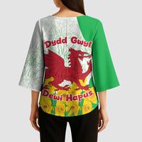 Saint David’s Day Welsh Dragon Kimono Sleeve Blouse Dydd Gwyl Dewi Hapus - Wonder Print Shop