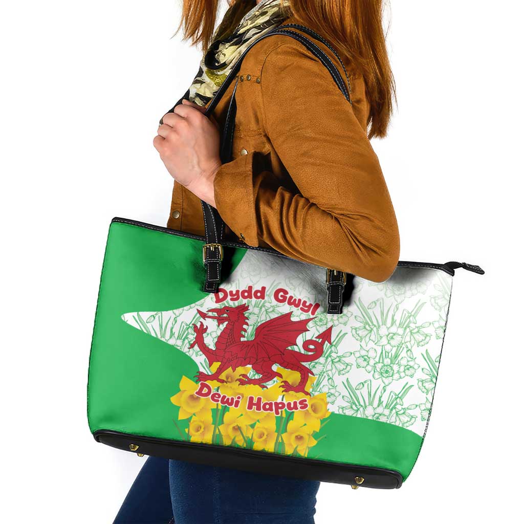 Saint David’s Day Welsh Dragon Leather Tote Bag Dydd Gwyl Dewi Hapus - Wonder Print Shop