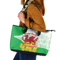 Saint David’s Day Welsh Dragon Leather Tote Bag Dydd Gwyl Dewi Hapus - Wonder Print Shop