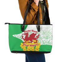 Saint David’s Day Welsh Dragon Leather Tote Bag Dydd Gwyl Dewi Hapus - Wonder Print Shop