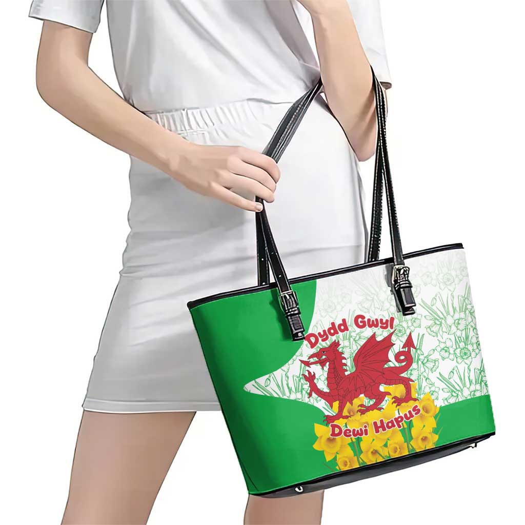 Saint David’s Day Welsh Dragon Leather Tote Bag Dydd Gwyl Dewi Hapus - Wonder Print Shop