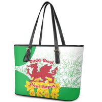 Saint David’s Day Welsh Dragon Leather Tote Bag Dydd Gwyl Dewi Hapus - Wonder Print Shop