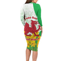 Saint David’s Day Welsh Dragon Long Sleeve Bodycon Dress Dydd Gwyl Dewi Hapus - Wonder Print Shop