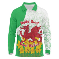 Saint David’s Day Welsh Dragon Long Sleeve Polo Shirt Dydd Gwyl Dewi Hapus - Wonder Print Shop