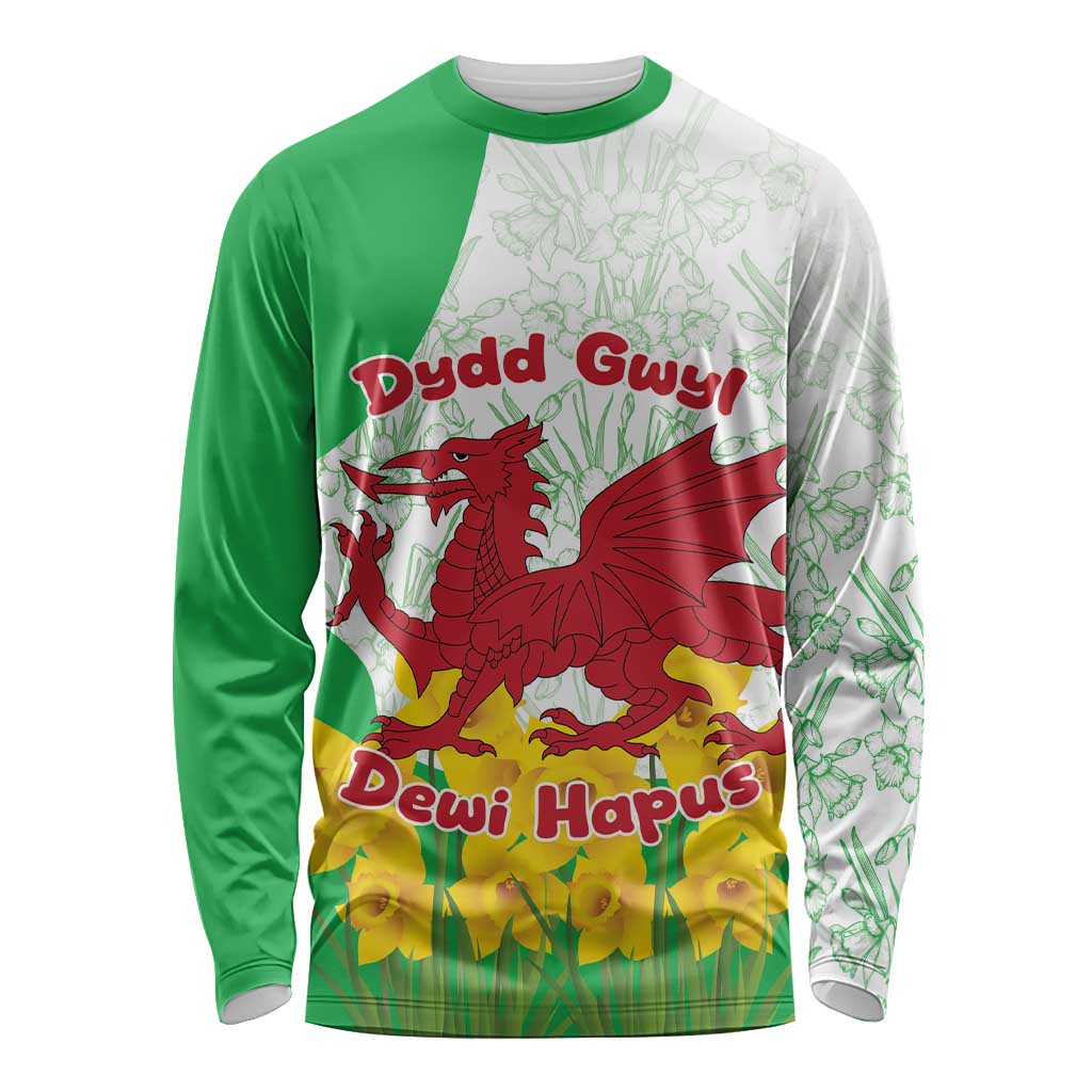 Saint David’s Day Welsh Dragon Long Sleeve Shirt Dydd Gwyl Dewi Hapus - Wonder Print Shop