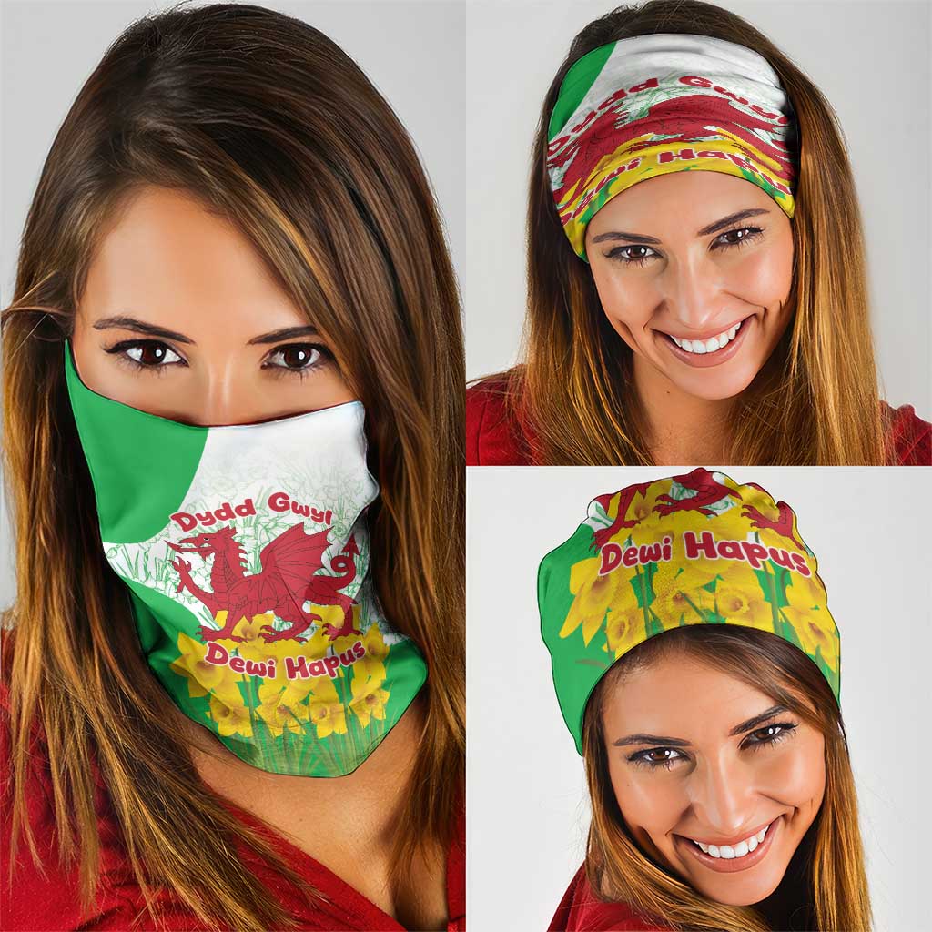 Saint David’s Day Welsh Dragon Neck Gaiter Dydd Gwyl Dewi Hapus - Wonder Print Shop