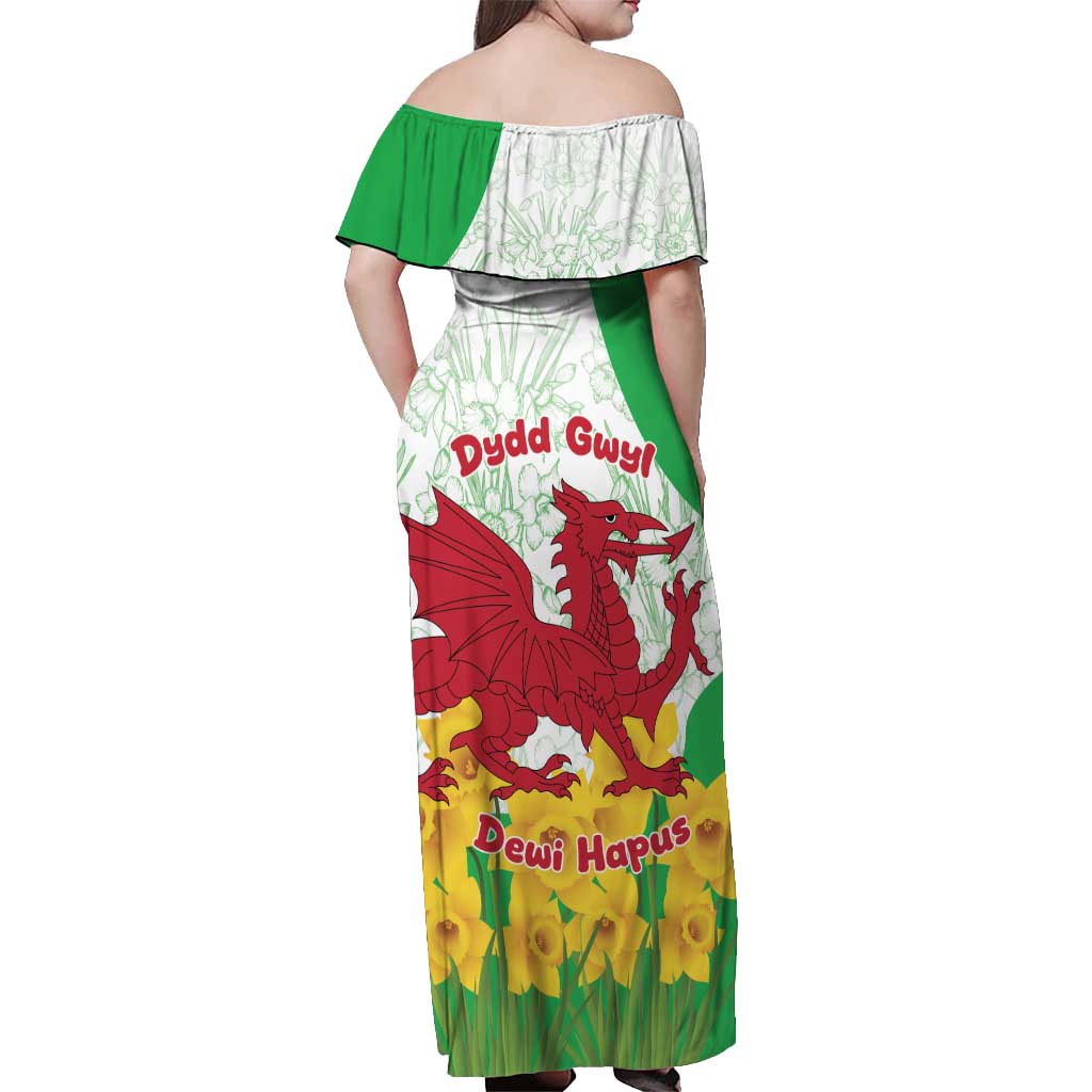 Saint David’s Day Welsh Dragon Off Shoulder Maxi Dress Dydd Gwyl Dewi Hapus - Wonder Print Shop