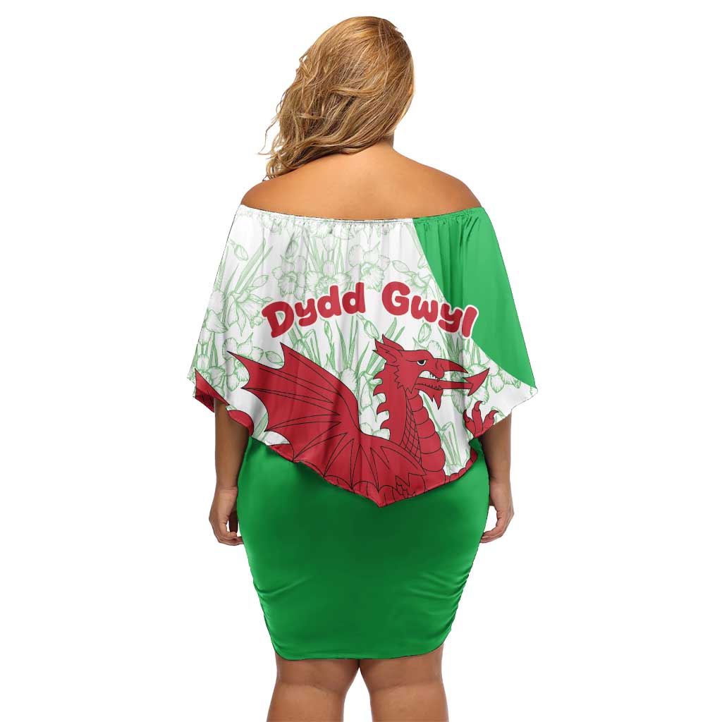 Saint David’s Day Welsh Dragon Off Shoulder Short Dress Dydd Gwyl Dewi Hapus - Wonder Print Shop