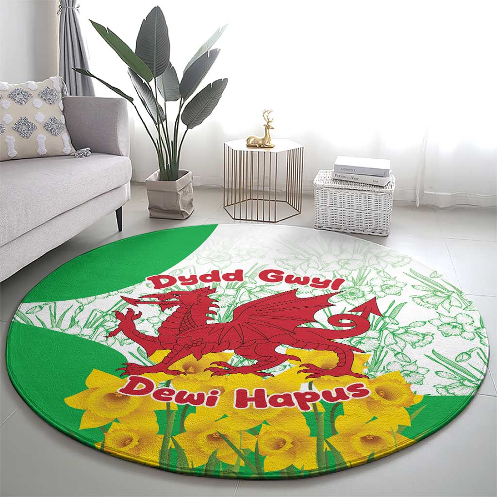 Saint David’s Day Welsh Dragon Round Carpet Dydd Gwyl Dewi Hapus - Wonder Print Shop