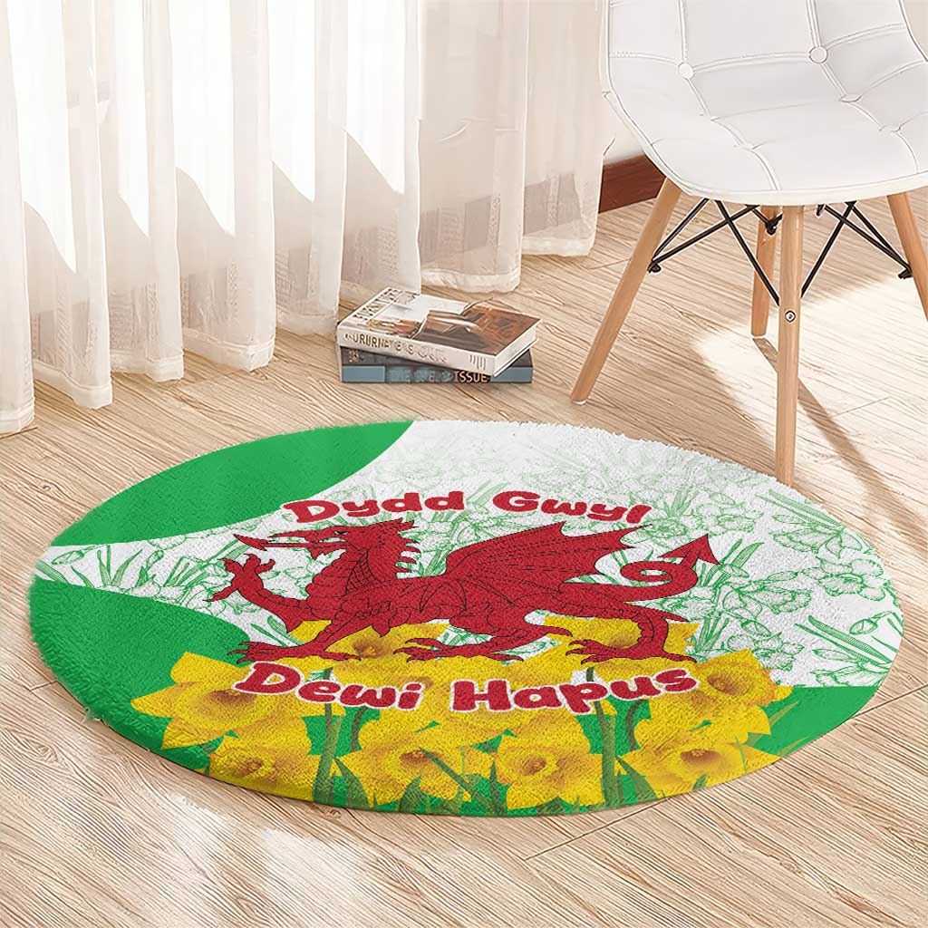 Saint David’s Day Welsh Dragon Round Carpet Dydd Gwyl Dewi Hapus - Wonder Print Shop
