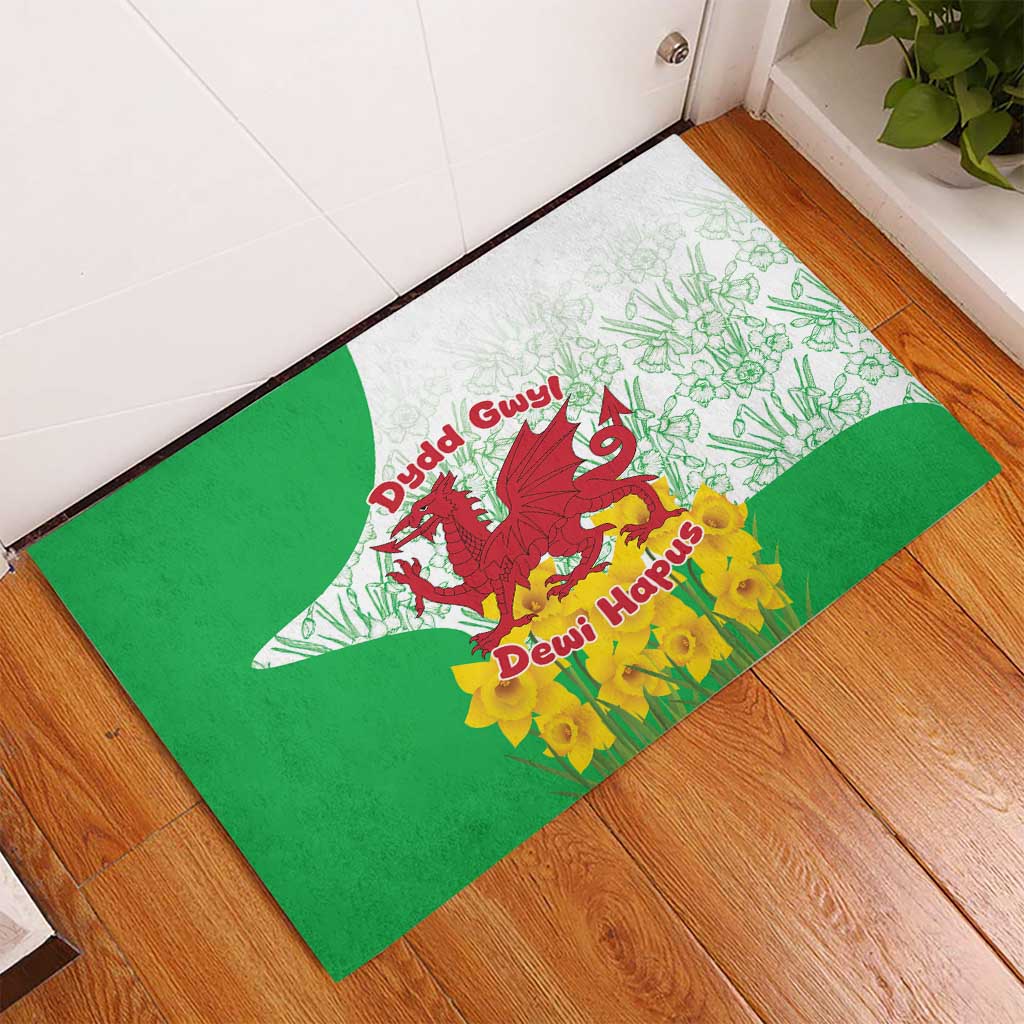 Saint David’s Day Welsh Dragon Rubber Doormat Dydd Gwyl Dewi Hapus - Wonder Print Shop