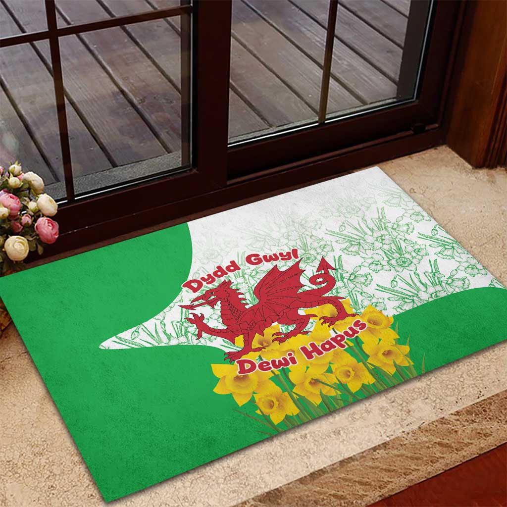Saint David’s Day Welsh Dragon Rubber Doormat Dydd Gwyl Dewi Hapus - Wonder Print Shop