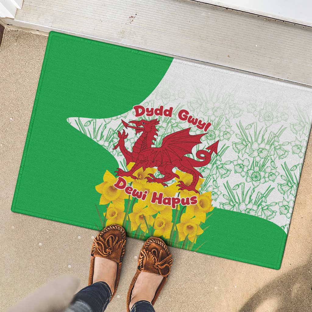 Saint David’s Day Welsh Dragon Rubber Doormat Dydd Gwyl Dewi Hapus - Wonder Print Shop