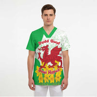 Saint David’s Day Welsh Dragon Scrub Top Dydd Gwyl Dewi Hapus - Wonder Print Shop