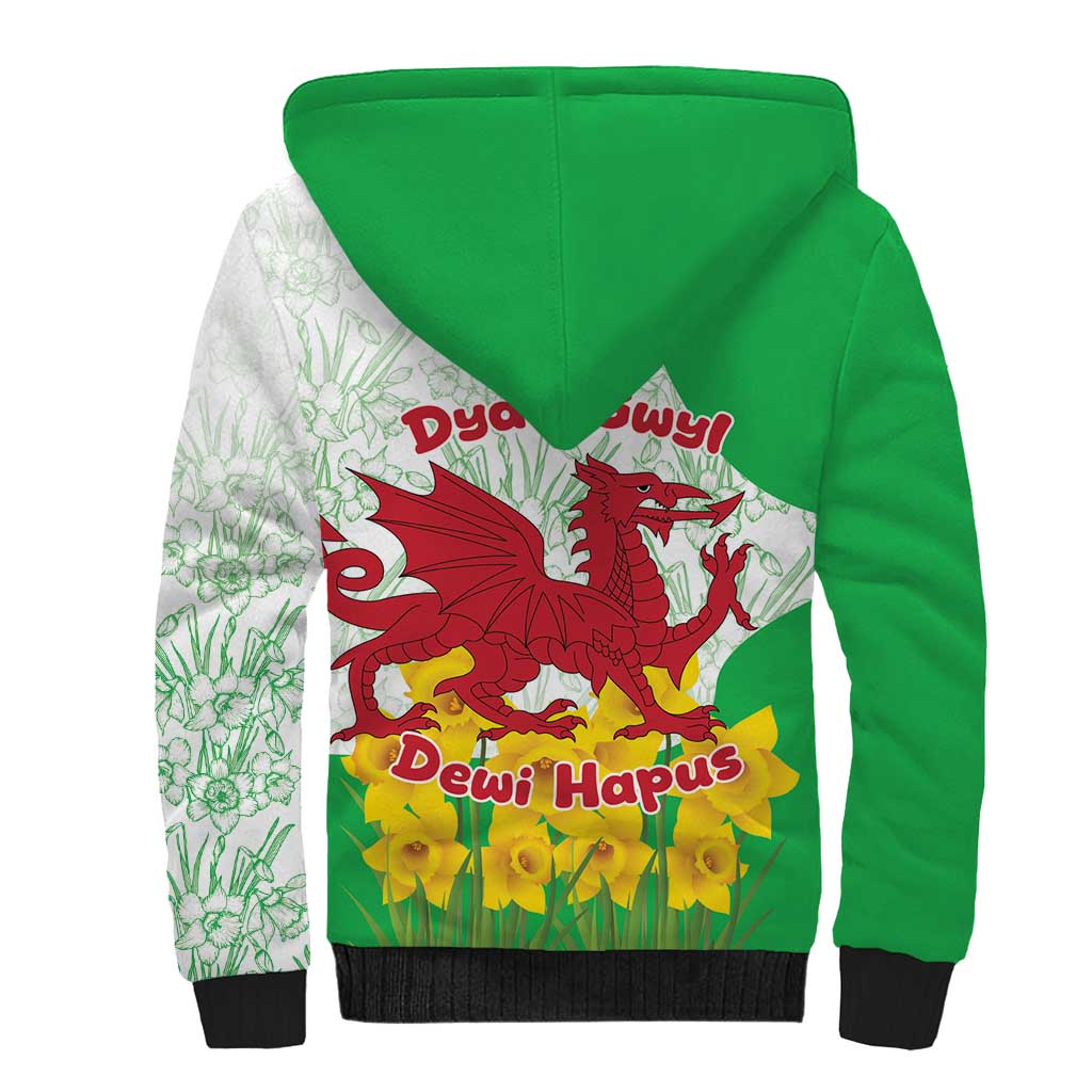 Saint David’s Day Welsh Dragon Sherpa Hoodie Dydd Gwyl Dewi Hapus - Wonder Print Shop