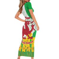 Saint David’s Day Welsh Dragon Short Sleeve Bodycon Dress Dydd Gwyl Dewi Hapus - Wonder Print Shop