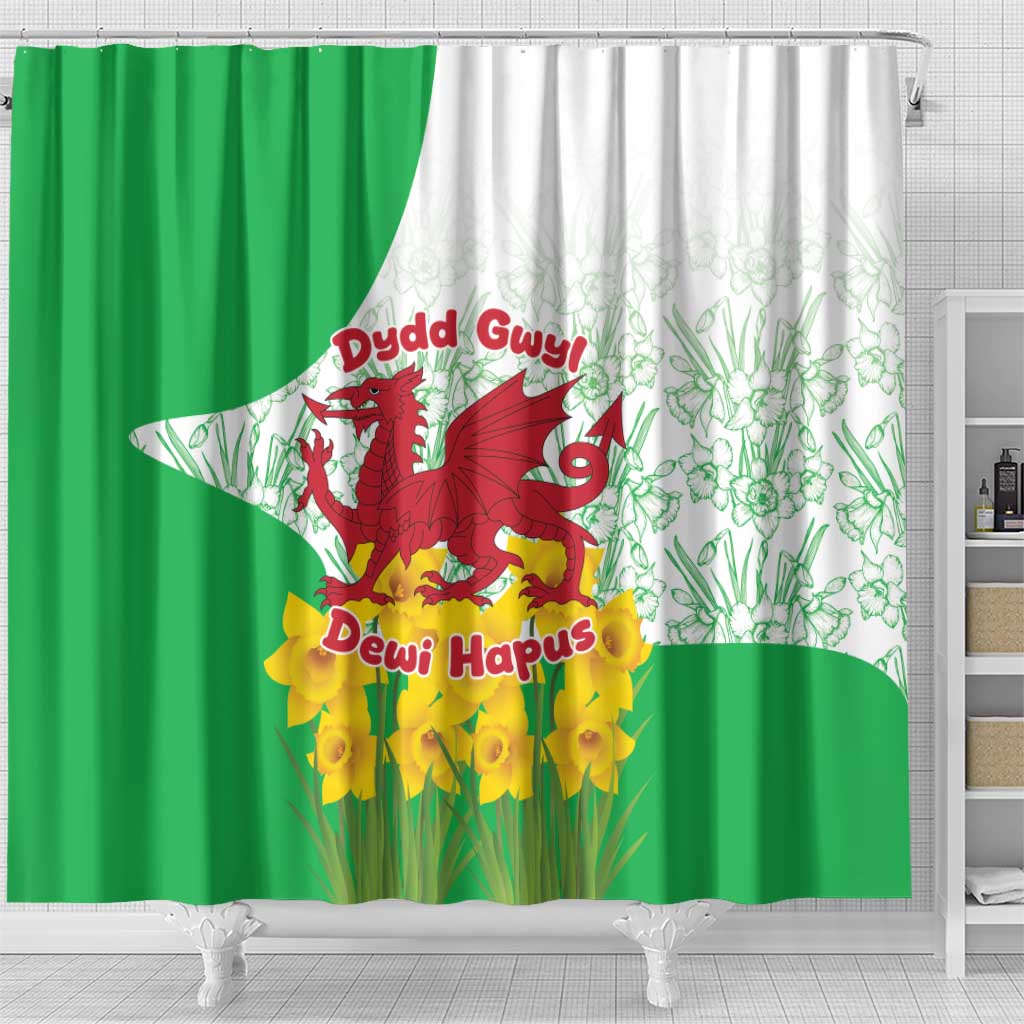 Saint David’s Day Welsh Dragon Shower Curtain Dydd Gwyl Dewi Hapus - Wonder Print Shop