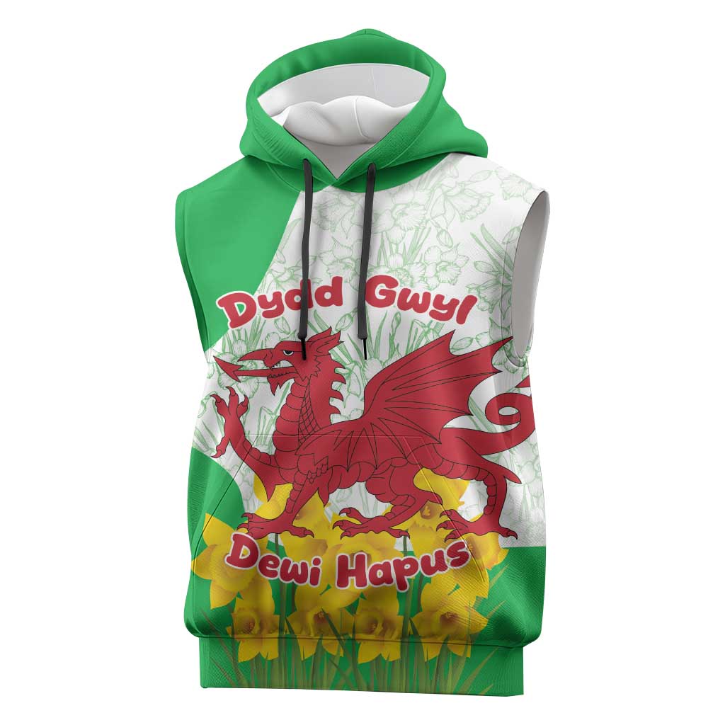 Saint David’s Day Welsh Dragon Sleeveless Hoodie Dydd Gwyl Dewi Hapus - Wonder Print Shop